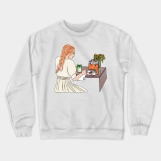 Cafe girl (4) Crewneck Sweatshirt